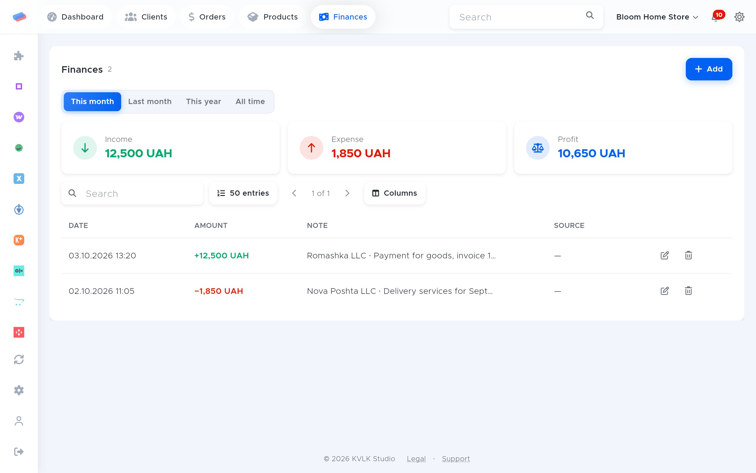 Where “Accounting” works: how it looks in anyCRM