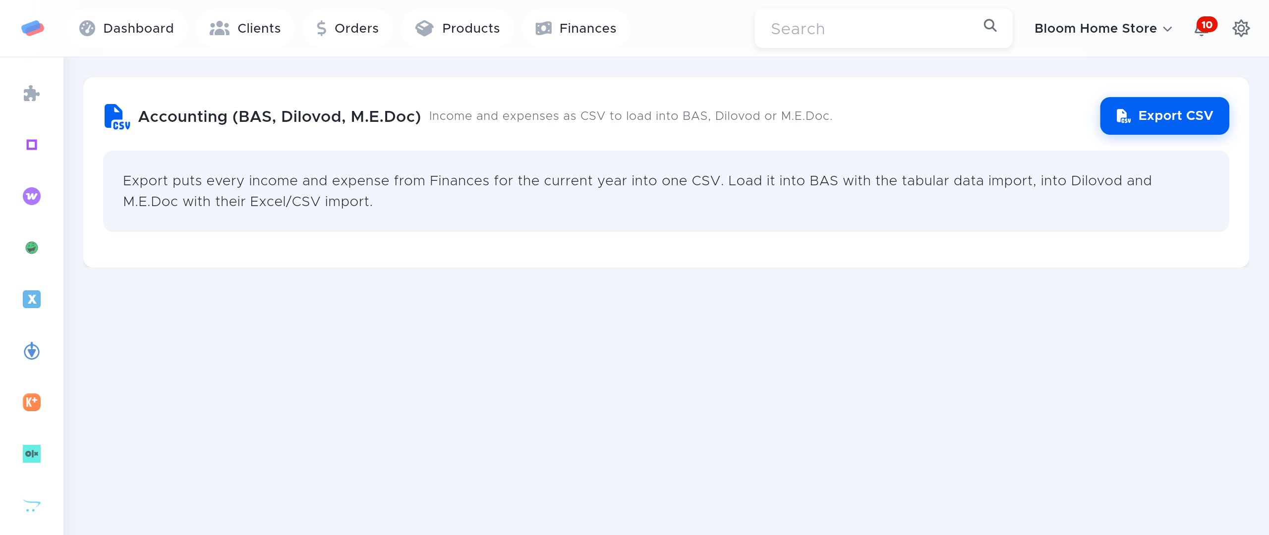 The “Accounting” module page in anyCRM
