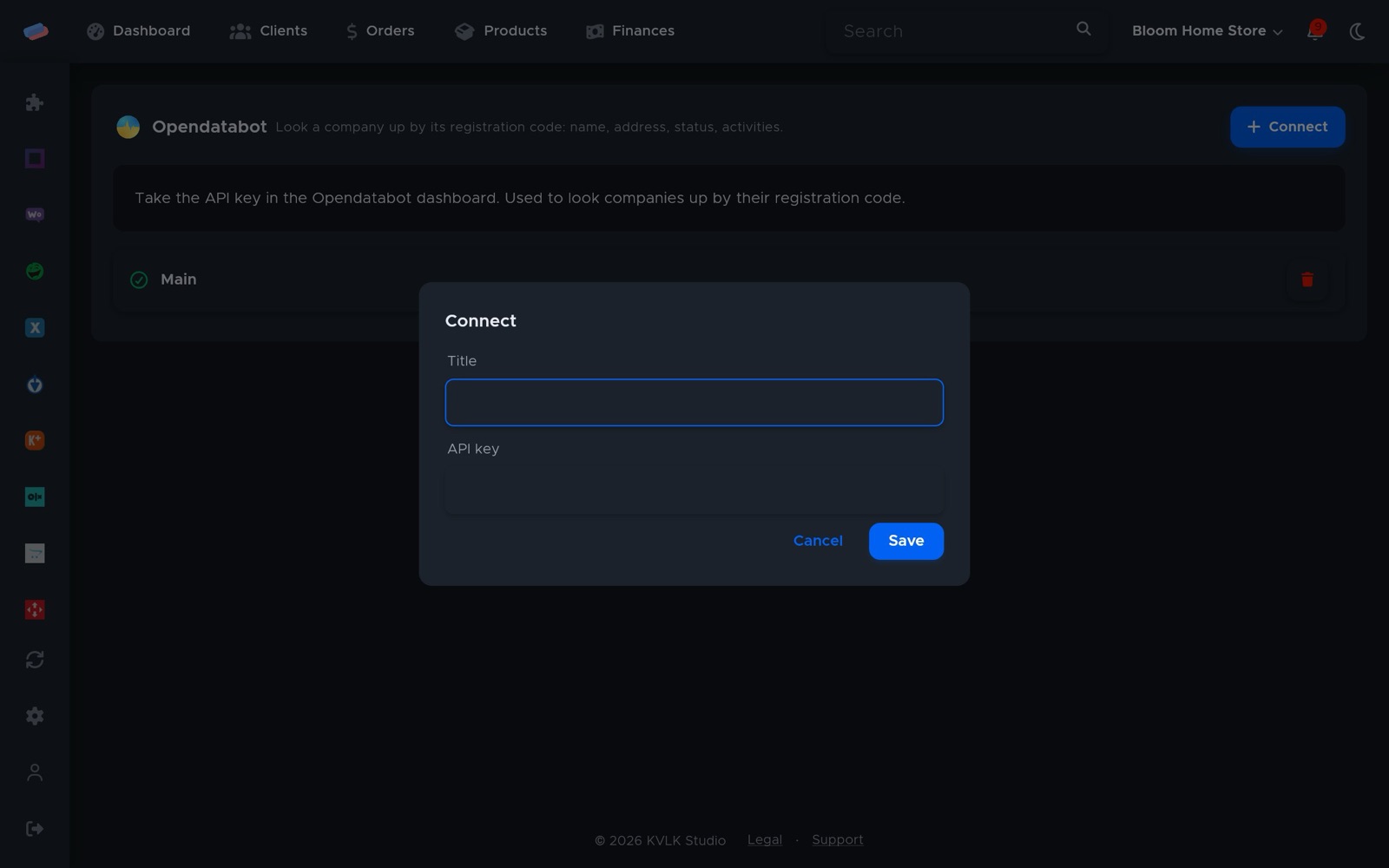 The “Opendatabot” connection dialog