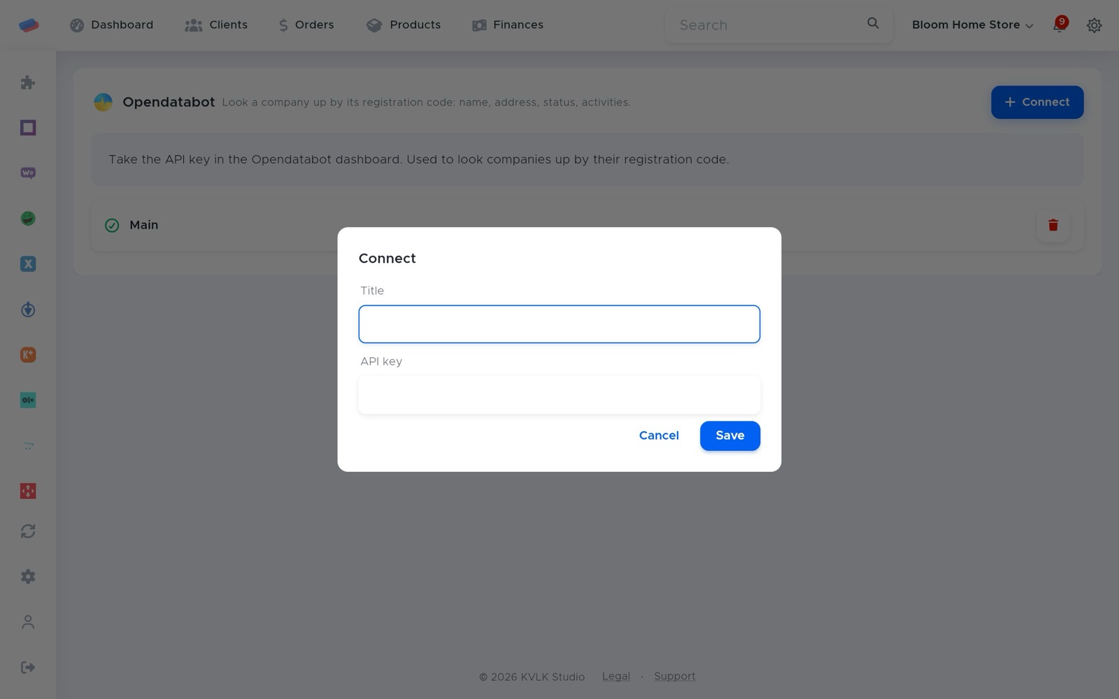 The “Opendatabot” connection dialog
