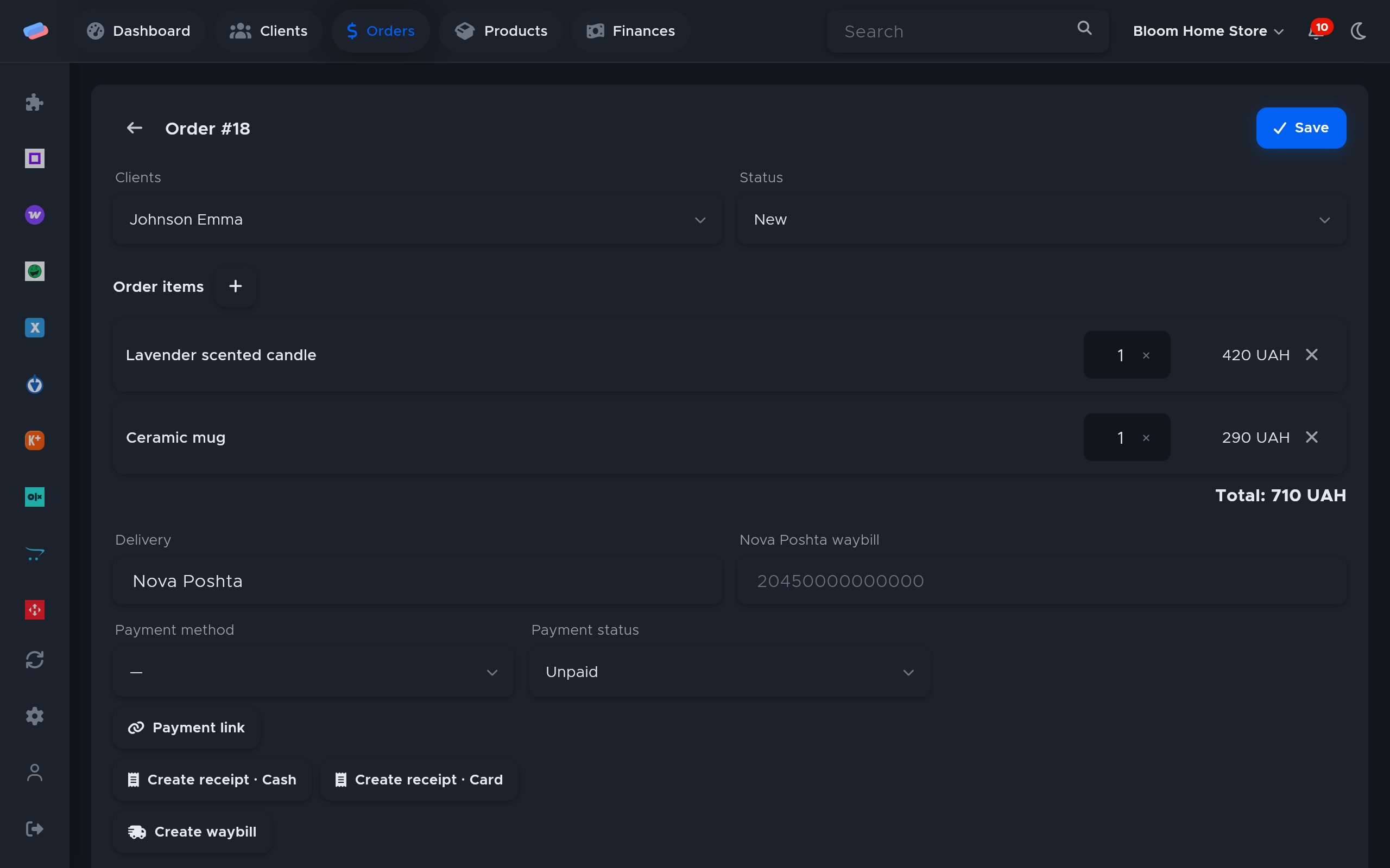 Where “Portmone” works: how it looks in anyCRM