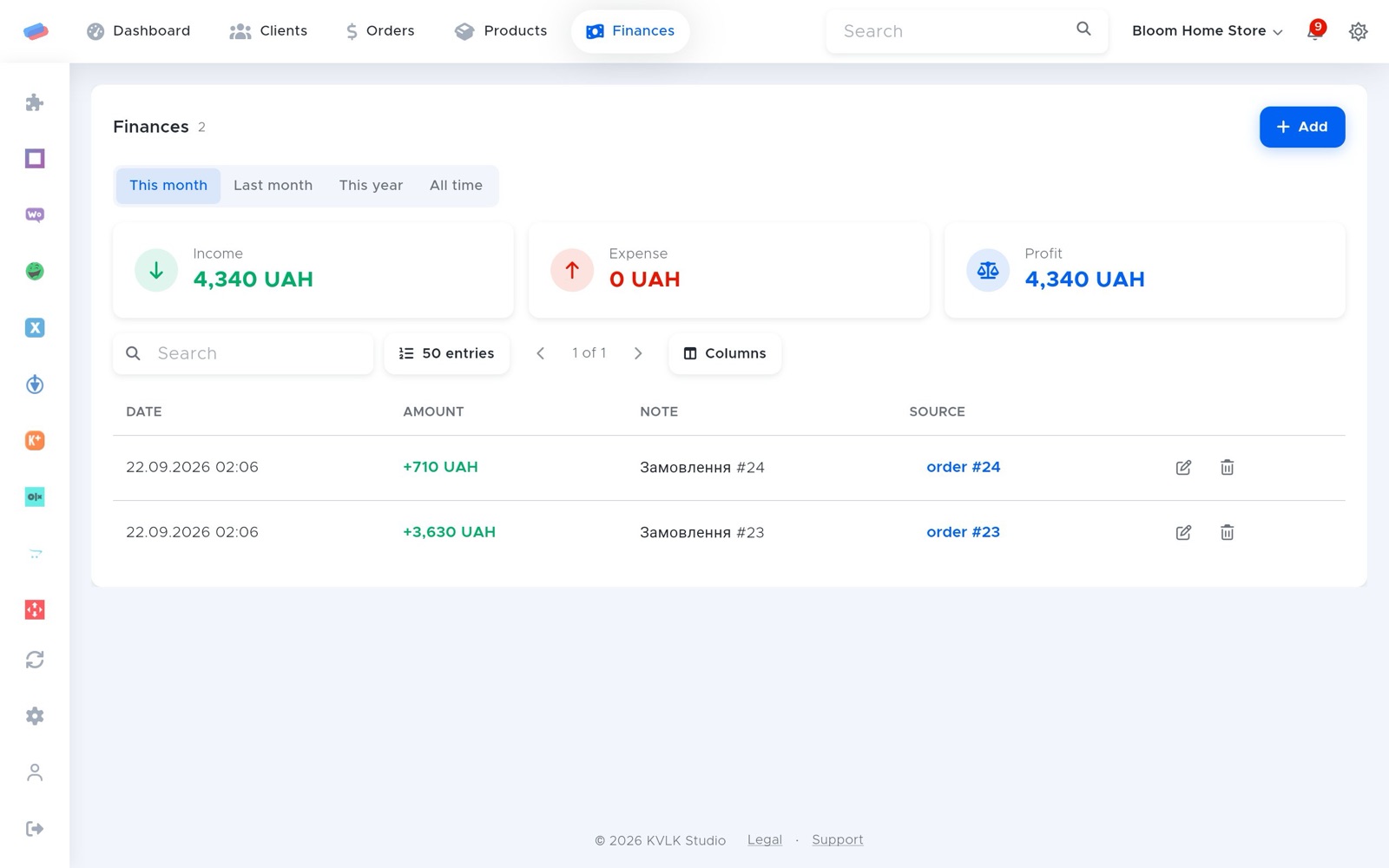 Where “Privat24 for Business” works: how it looks in anyCRM
